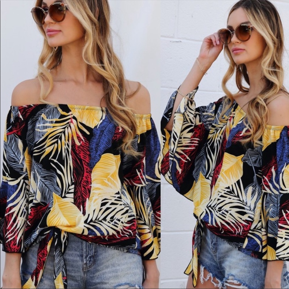Floral Print Off Shoulder Top - Picture 5 of 6